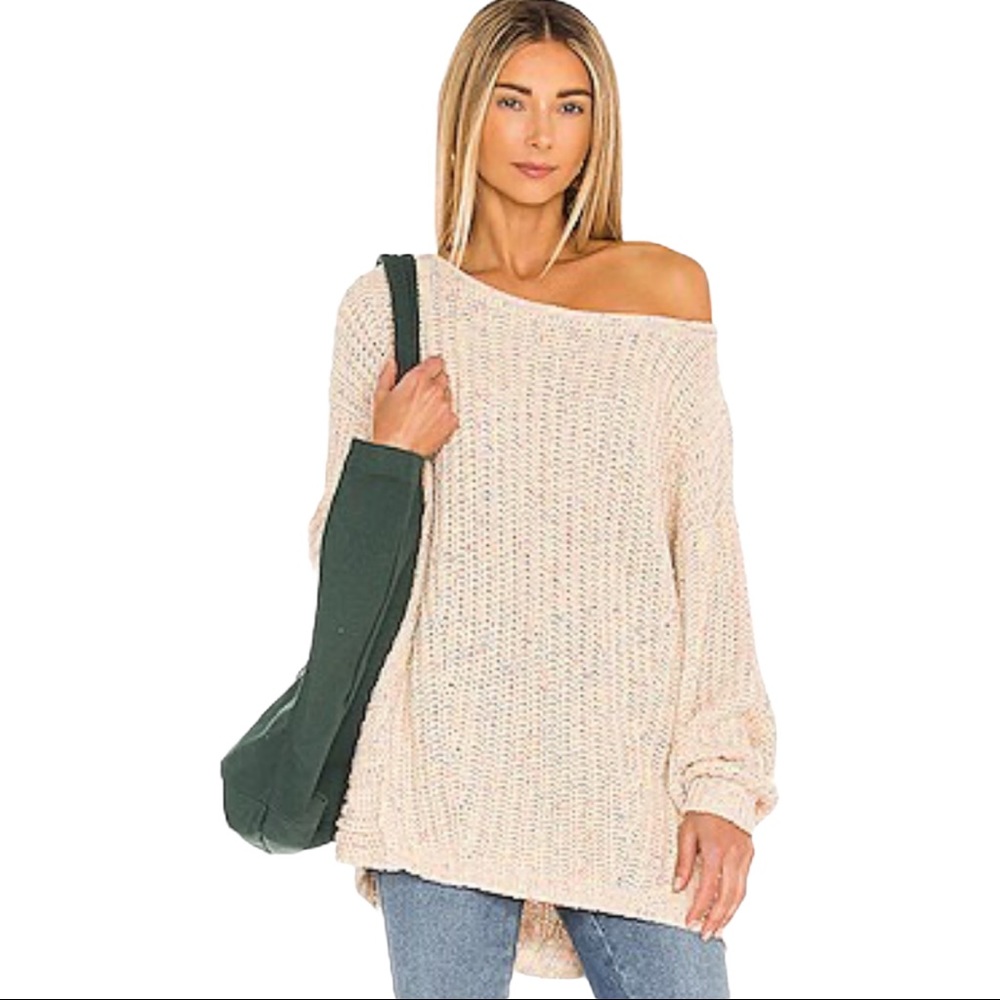 Free People Neon Lights Confetti Combo Drop Shoulder Oversized Sweater small